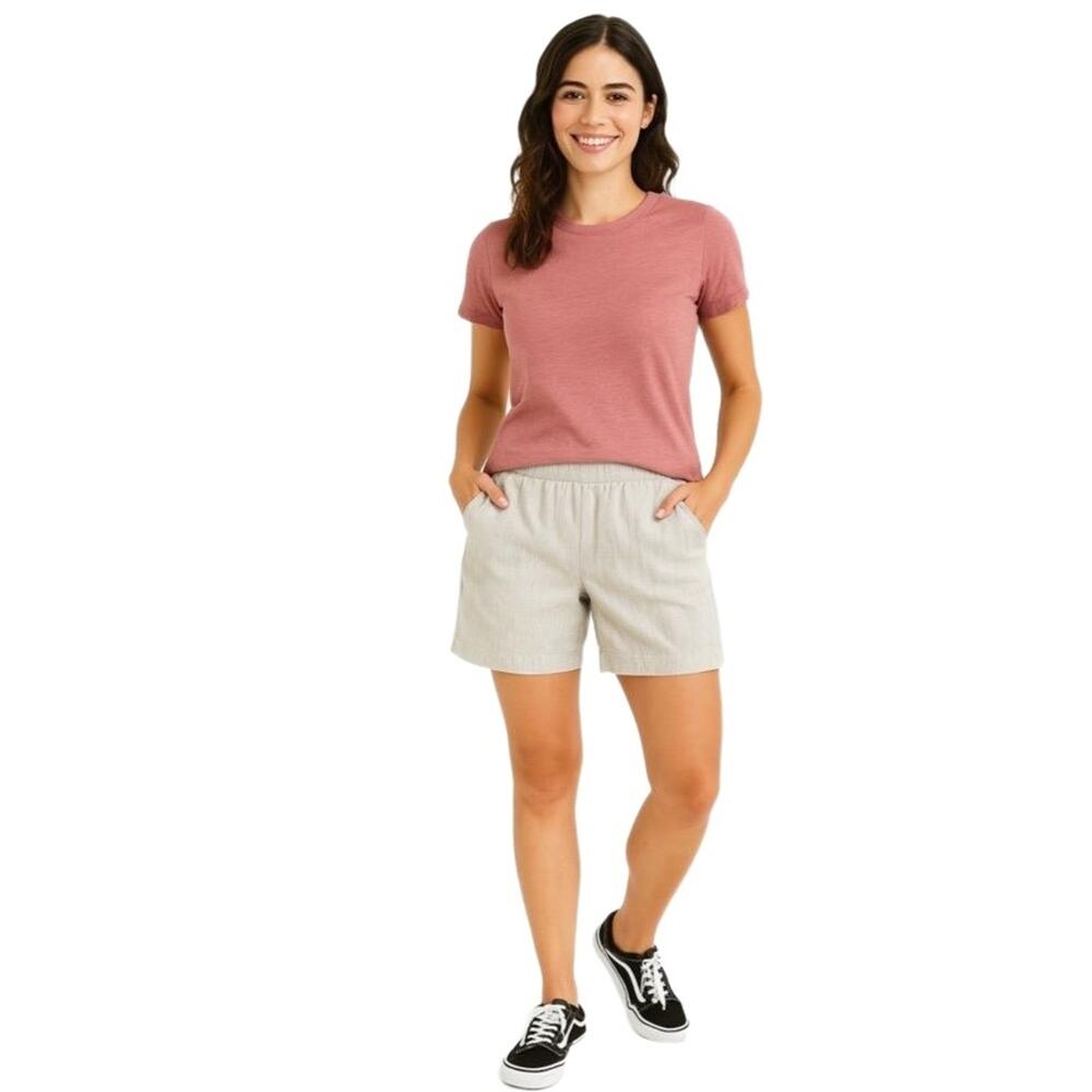 Hilary Radley Light Grey Linen KneeLength Unisex Casual‎ Shorts Size Large